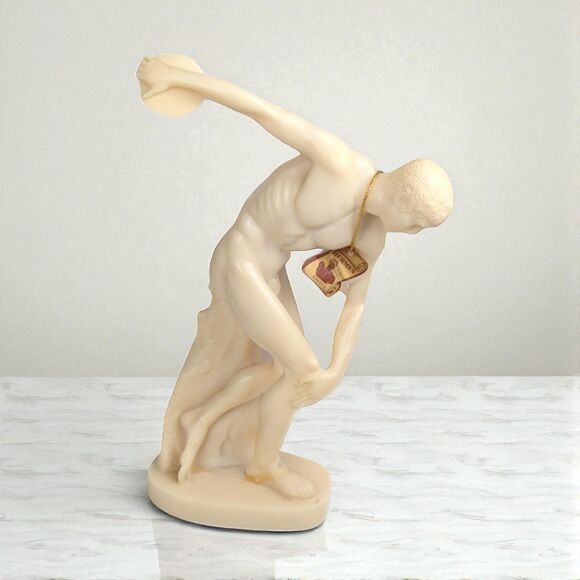 Vintage Discobolus Statue: Classical Greek Discus Thrower Sculpture - Picture 1 of 8